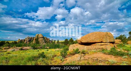 Formazioni rocciose all'area ricreativa di Vedauwoo, Wyoming. Foto Stock