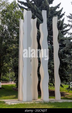 2003 scultura 'colonne Palouse' di Robert Maki, b. 1938, campus della Washington state University, Pullman, Stati Uniti Foto Stock