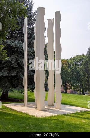 2003 scultura 'colonne Palouse' di Robert Maki, b. 1938, campus della Washington state University, Pullman, Stati Uniti Foto Stock