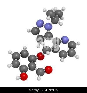 Voxelotor anemia falciforme molecola di farmaco. Rendering 3D. Foto Stock