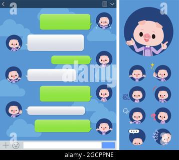 Un set di Pig boy con esprime varie emozioni sulla finestra SNS.e 'vettoriale arte in modo che è facile da modificare. Illustrazione Vettoriale