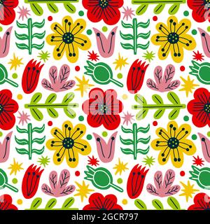 Motivo senza cuciture forma floreale moderno flower.Nature sfondo stampa.carta da parati decorativa. Illustrazione Vettoriale