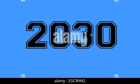 2030 caratteri neri su sfondo blu Foto Stock