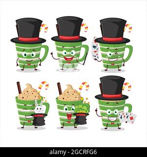 Un fumetto di cioccolato frappé Magician si esibiscono su un palcoscenico. Illustrazione vettoriale Illustrazione Vettoriale