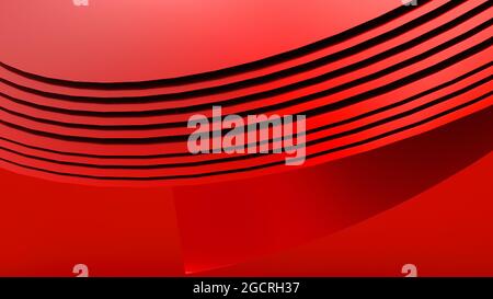 Forme d'onda astratte uniformi in rosso monocromatico. illustrazione del rendering 3d, design astratto geometrico di tendenza per sfondi, sfondo del telefono o qualsiasi altro scopo. Foto Stock