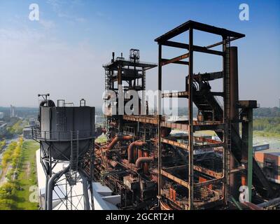 Dortmund, Germania. Ex architettura industriale della fornace dell'altoforno della fabbrica di acciaio Phoenix West (Hochofenwerk) nel distretto di Dortmund Hoerde. Foto Stock