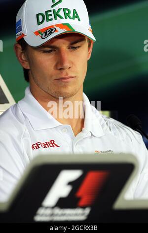 Nico Hulkenberg (GER) Sahara Force India F1 alla Conferenza stampa della FIA. Gran Premio d'India, giovedì 25 ottobre 2012. Grande Noida, Nuova Delhi, India. Foto Stock