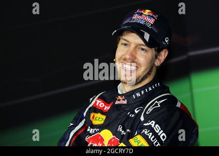 Campione del mondo Sebastian Vettel (GER) Red Bull Racing alla conferenza stampa della FIA. Gran Premio del Brasile, domenica 25 novembre 2012. San Paolo, Brasile. Foto Stock