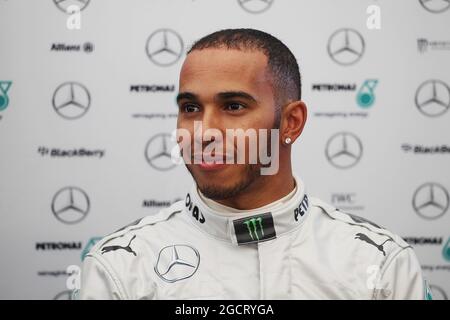 Lewis Hamilton (GBR) Mercedes AMG F1. Lancio di Mercedes AMG F1 W04, lunedì 4 febbraio 2013. Jerez, Spagna. Foto Stock