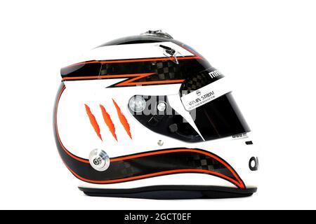 Il casco di Max Chilton (GBR) Marussia F1 Team. Test di Formula uno, giorno due, mercoledì 6 febbraio 2013. Jerez, Spagna. Foto Stock