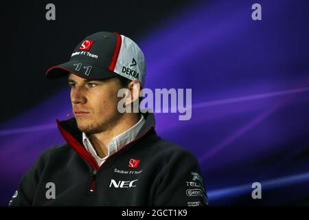 Nico Hulkenberg (GER) Sauber alla conferenza stampa della FIA. Gran Premio di Cina, giovedì 11 aprile 2013. Shanghai, Cina. Foto Stock