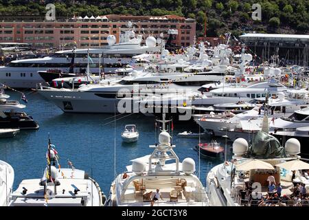 Barche nel porto. Gran Premio di Monaco, domenica 26 maggio 2013. Monte Carlo, Monaco. Foto Stock