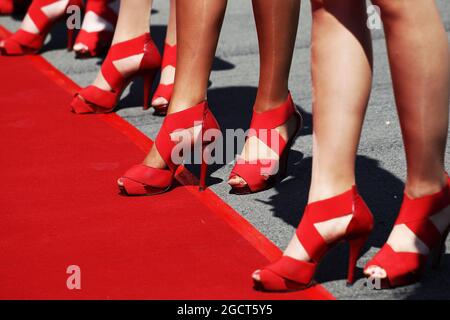 Griglia ragazze sulla sfilata driver. Gran Premio di Germania, domenica 7 luglio 2013. Nurburgring, Germania. Foto Stock