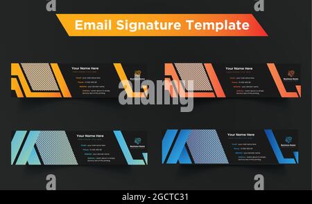 Il più recente design di firma e-mail personale per professionisti aziendali Illustrazione Vettoriale