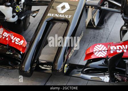 Lotus F1 E22 dettaglio del nosecone. Formula uno Test, Bahrain Test One, Day One, mercoledì 19 febbraio 2014. Sakhir, Bahrein. Foto Stock