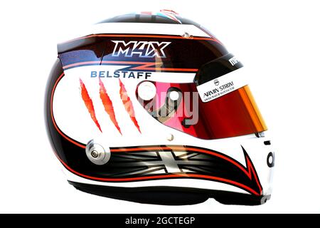 Il casco di Max Chilton (GBR) Marussia F1 Team. Formula uno Test, Bahrain Test One, Day One, mercoledì 19 febbraio 2014. Sakhir, Bahrein. Foto Stock
