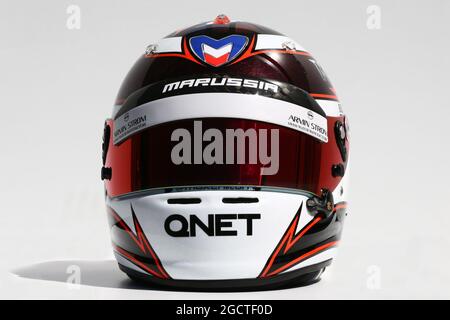 Il casco di Max Chilton (GBR) Marussia F1 Team. Gran Premio d'Australia, giovedì 13 marzo 2014. Albert Park, Melbourne, Australia. Foto Stock