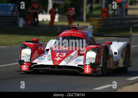 Andrea Belicchi (ITA) / Dominik Kraihamer (AUT) / Fabio Leimer (sui) 13 Rebellion Racing Rebellion R1 Toyota. Campionato Mondiale FIA Endurance, ore 24 le Mans -Qualifiche, giovedì 12 giugno 2014. Le Mans, Francia. Foto Stock