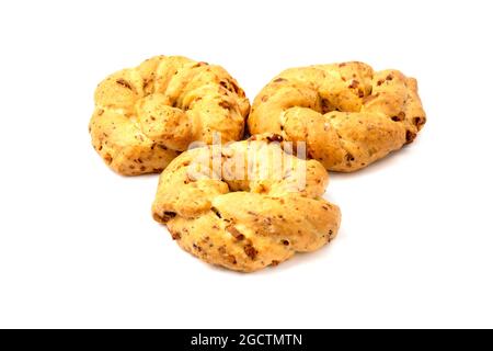 Peperoncino napoletano Taralli su sfondo bianco Foto Stock