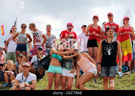 Ventilatori. Gran Premio di Ungheria, sabato 26 luglio 2014. Budapest, Ungheria. Foto Stock