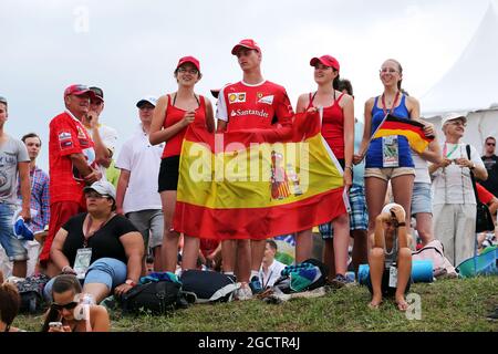 Ventilatori. Gran Premio di Ungheria, sabato 26 luglio 2014. Budapest, Ungheria. Foto Stock