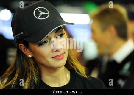 Nicole Scherzinger (USA) Singer, ragazza di Lewis Hamilton (GBR) Mercedes AMG F1. Gran Premio di Abu Dhabi, domenica 23 novembre 2014. Yas Marina Circuit, Abu Dhabi, Emirati Arabi Uniti. Foto Stock