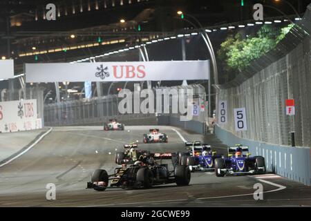 Romain Grosjean (fra) Lotus F1 E23. Gran Premio di Singapore, domenica 20 settembre 2015. Circuito Marina Bay Street, Singapore. Foto Stock