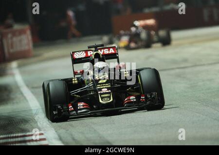 Romain Grosjean (fra) Lotus F1 E23. Gran Premio di Singapore, domenica 20 settembre 2015. Circuito Marina Bay Street, Singapore. Foto Stock
