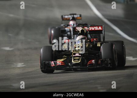 Romain Grosjean (fra) Lotus F1 E23. Gran Premio di Singapore, domenica 20 settembre 2015. Circuito Marina Bay Street, Singapore. Foto Stock