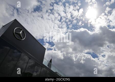 Mercedes AMG F1 motorhome. Gran Premio di Germania, sabato 30 luglio 2016. Hockenheim, Germania. Foto Stock