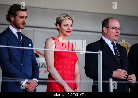 S.A.S. il Principe Alberto di Monaco (MON) con la Principessa Charlene di Monaco. Gran Premio di Monaco, domenica 28 maggio 2017. Monte Carlo, Monaco. Foto Stock