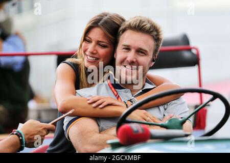 Davide Valsecchi (ITA) Presentazione Sky F1 Italia con Federica Masolin (ITA) Presentazione Sky F1 Italia. Gran Premio d'Austria, giovedì 6 luglio 2017. Spielberg, Austria. Foto Stock