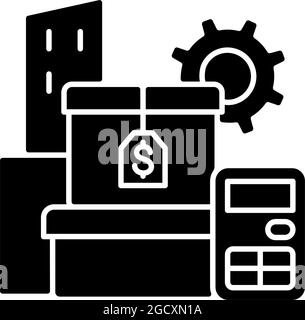 Icona glifo nero per la gestione delle risorse Illustrazione Vettoriale