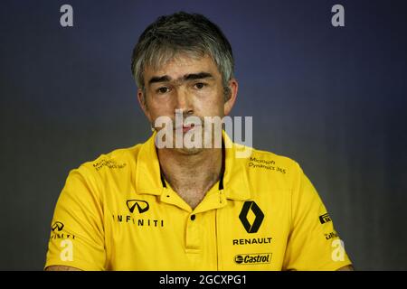 Nick Chester (GBR) Direttore tecnico telaio del Team Renault Sport F1 alla Conferenza stampa della FIA. Gran Premio di Ungheria, venerdì 28 luglio 2017. Budapest, Ungheria. Foto Stock