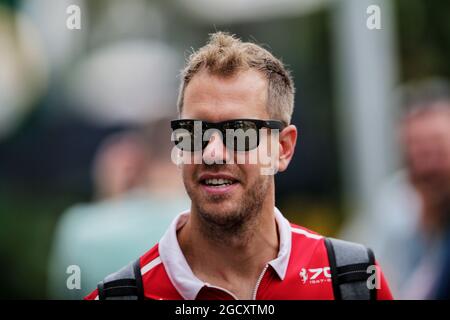 Sebastian Vettel (GER) Ferrari. Gran Premio di Singapore, venerdì 15 settembre 2017. Circuito Marina Bay Street, Singapore. Foto Stock