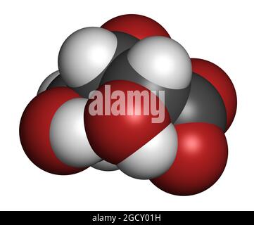 Molecola di acido L-Threonico. Rendering 3D. Foto Stock