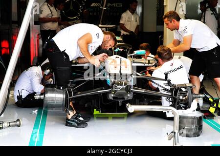 La Mercedes AMG F1 W09 di Lewis Hamilton (GBR) Mercedes AMG F1. Gran Premio di Germania, sabato 21 luglio 2018. Hockenheim, Germania. Foto Stock