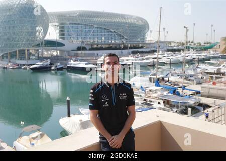 ROKIT Williams Racing conferma Nicholas Latifi (CDN) come pilota da corsa per il 2020. Gran Premio di Abu Dhabi, giovedì 28 novembre 2019. Yas Marina Circuit, Abu Dhabi, Emirati Arabi Uniti. Foto Stock