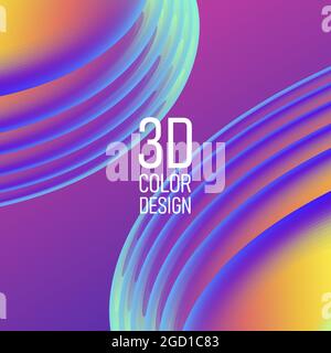 Sfondo astratto con semi cerchi fluorescenti 3d agli angoli della composizione, sfondo elettro-incandescente per evento poster Illustrazione Vettoriale
