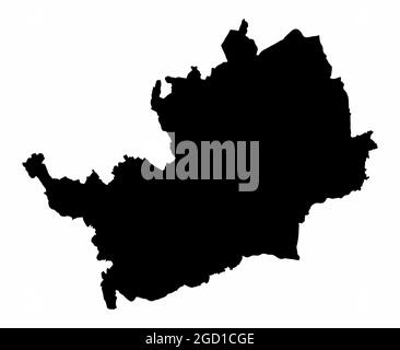 Hertfordshire County mappa silhouette scura isolata su sfondo bianco, Inghilterra Illustrazione Vettoriale