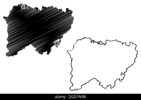 Provincia di Salamanca (Regno di Spagna, Comunità Autonoma Castiglia e Leon) mappa vettoriale illustrazione, abbozzare mappa Salamanca Illustrazione Vettoriale