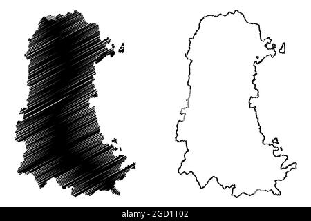 Provincia di Palencia (Regno di Spagna, Comunità Autonoma Castiglia e Leon) mappa vettoriale illustrazione, scrimble sketch mappa Palencia Illustrazione Vettoriale