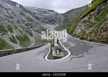 Passo dello Stelvio, Passo dello Stelvio. Il Passo dello Stelvio collega Prad in Vinschgau/Alto Adige con Bormio in Veltlin/Lombardia. Foto Stock