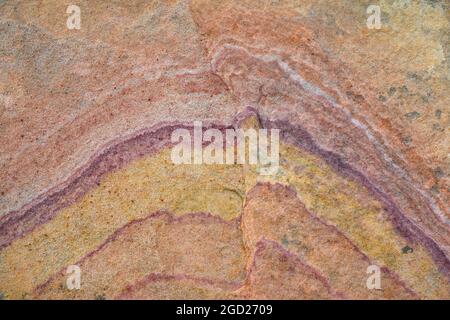 Colorati motivi in arenaria a Crazy Hill in Valley of Fire state Park, Nevada. Foto Stock
