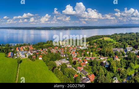 Bernried sul lago Starnberg, Fuenfseenland, alta Baviera, Baviera, Germania, Europa Foto Stock