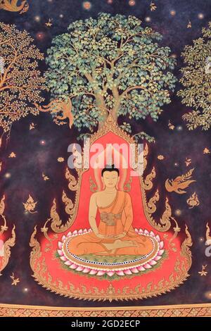 Bangkok, Tailandia 07 aprile 2021 Wat Paknam Bhasicharoen Stupa è un tempio reale situato nel distretto di Phasi Charoen a Bangkok Foto Stock