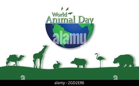 Concetto di Giornata Mondiale degli Animali. Illustrazione Vettoriale
