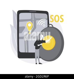 Illustrazione vettoriale del concetto astratto del pulsante di emergenza personale. Illustrazione Vettoriale