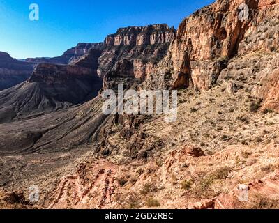 Escursioni nella gola interna del North Kaibab Trail, Grand Canyon National Park, Arizona, U.S.A Foto Stock