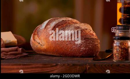Un primo piano su un pane Foto Stock
